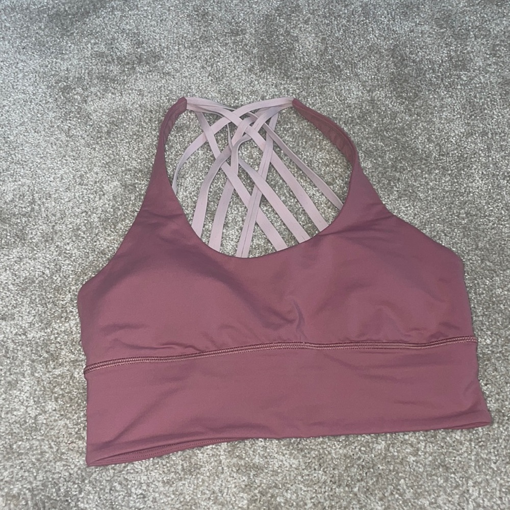 Lululemon long line pink sports bra sz 6